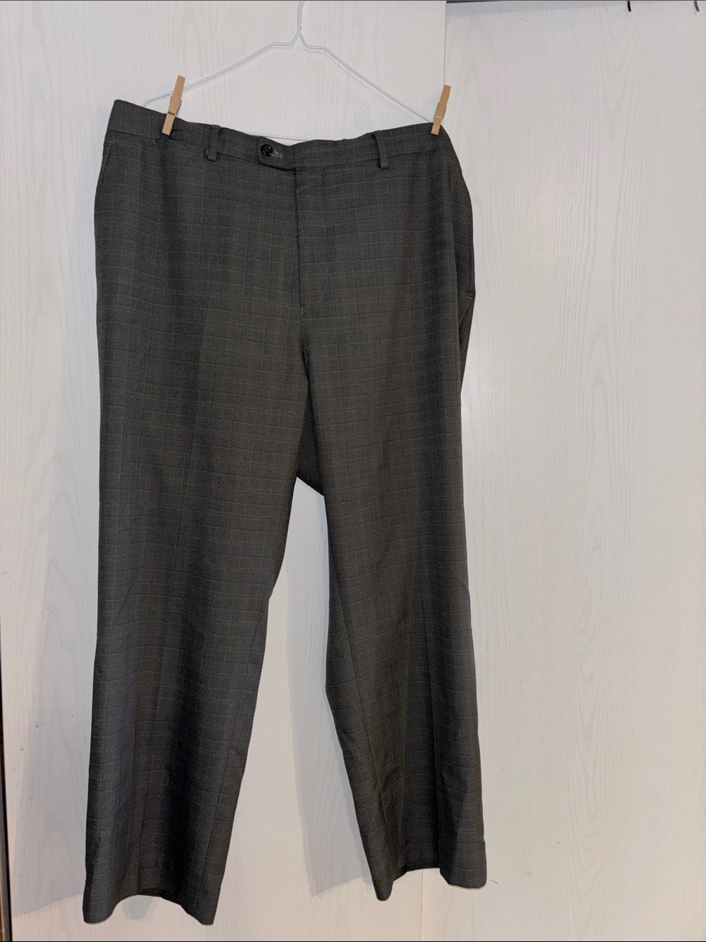 Louis Raphael Braggi Men's Charcoal Plaid Dress Pants